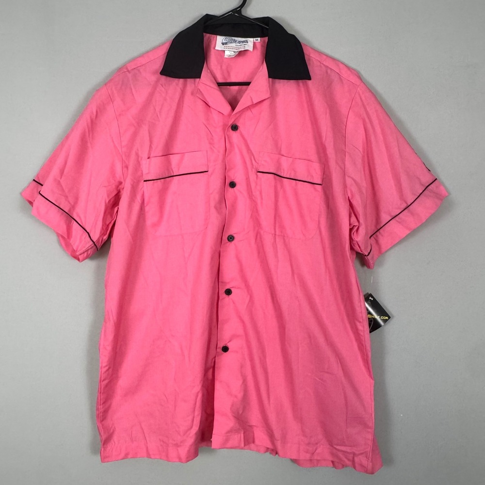Cruisin USA Pink Ladies Bowling Shirt Mens Medium Pink NWT Grease Y2K Retro
